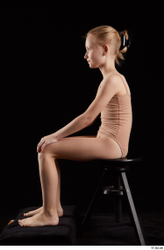 Whole Body Woman Underwear Slim Sitting Studio photo references